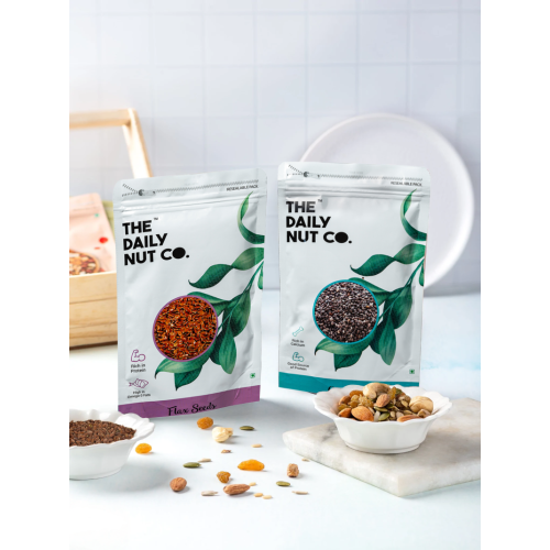 The Daily Nut Co.: Premium Flax And Chia Seeds Combo - Pack of 2 - 250gm each