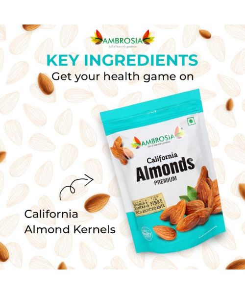 Ambrosia: Premium California Whole Almonds - Pack of 2 - 500 gm each