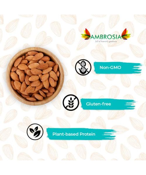 Ambrosia: Premium California Whole Almonds - Pack of 2 - 500 gm each