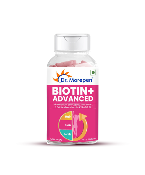 Dr. Morepen: Biotin+ Advanced| For Hair Growth, Skin & Nails | 60 Tablets