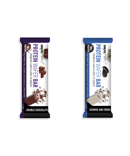 Snactivate: Protein Wafer Bar - Double Chocolate & Cookies And Creme Combo - Pack of 12
