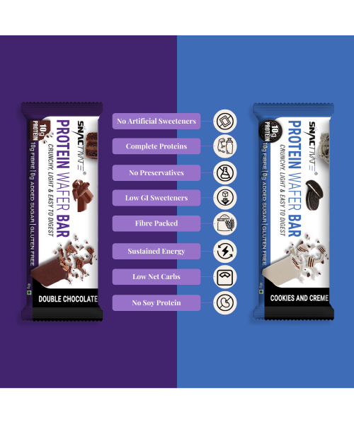 Snactivate: Protein Wafer Bar - Double Chocolate & Cookies And Creme Combo - Pack of 12