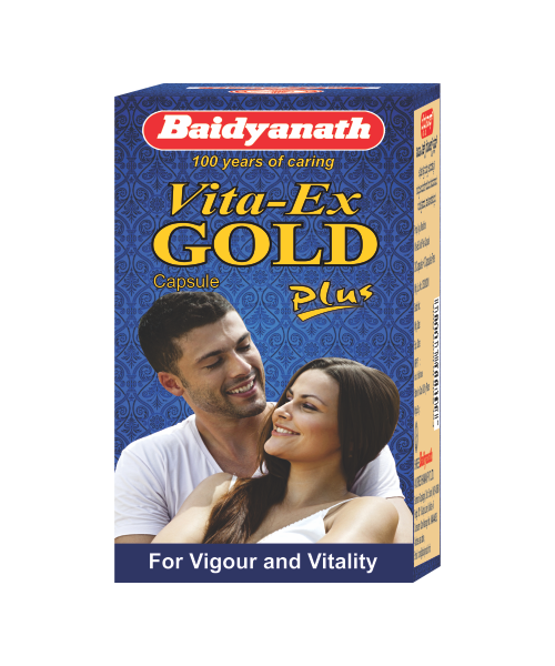 Baidyanath: Vita Ex Gold Plus -Herbal Formulations with Shilajit and Swarna Bhasma |Helps maintain vitality and stamina- 20 Capsules