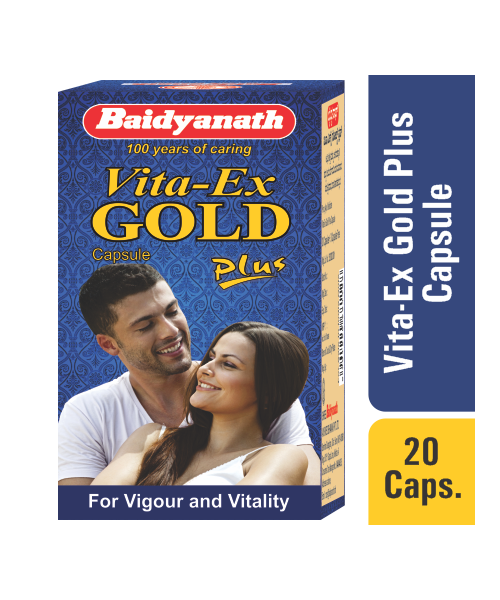 Baidyanath: Vita Ex Gold Plus -Herbal Formulations with Shilajit and Swarna Bhasma |Helps maintain vitality and stamina- 20 Capsules
