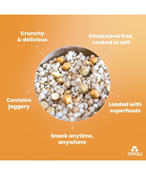 Omay Foods: Millets & Chana - Jaggery Coated - Pack of 2 - 55gm Each