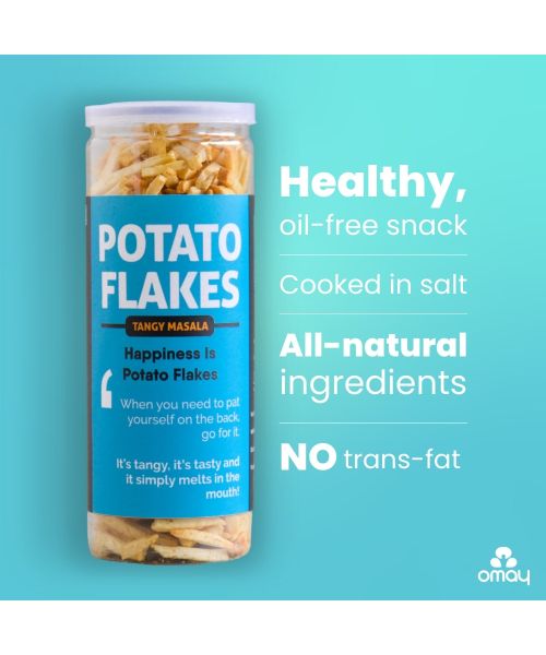 Omay Foods: Potato Flakes - Tangy Masala jar - Pack of 2 - 50gm Each
