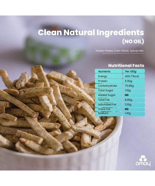 Omay Foods: Potato Flakes - Tangy Masala jar - Pack of 2 - 50gm Each