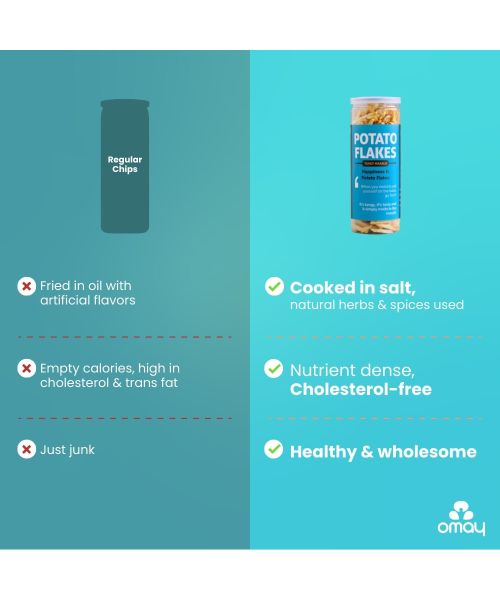 Omay Foods: Potato Flakes - Tangy Masala jar - Pack of 2 - 50gm Each