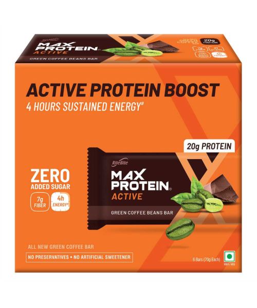RiteBite Max Protein: Active Green Coffee Beans [Pack of 6] - 420gm