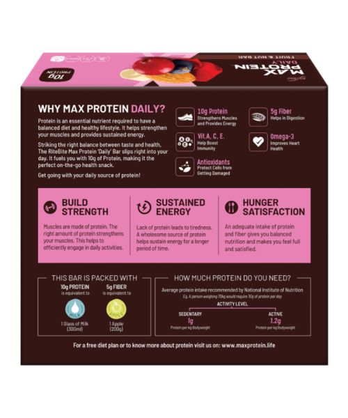 RiteBite Max Protein: Daily Fruit & Nut [Pack of 6] - 300gm