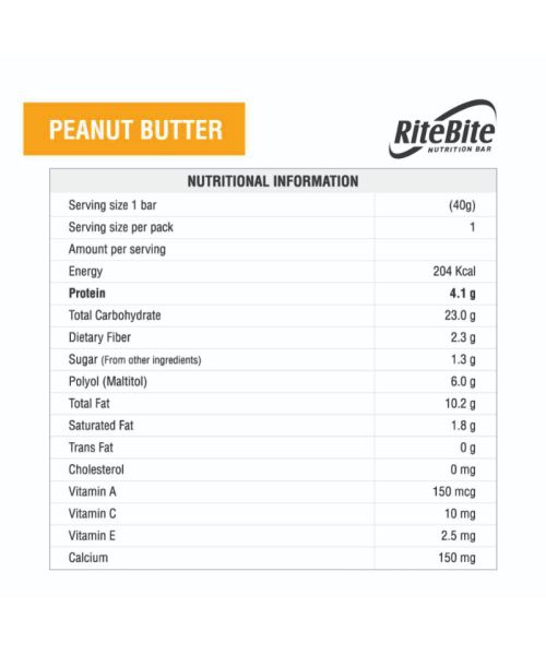RiteBite Max Protein: Peanut Butter Bar [Pack of 12] - 480gm
