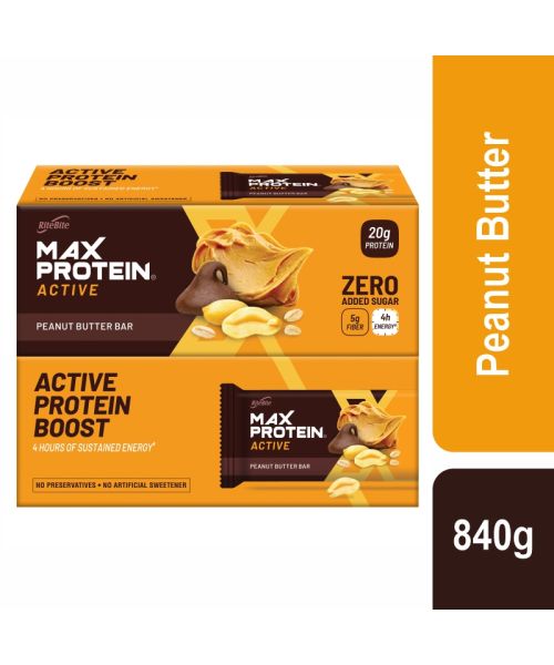 RiteBite Max Protein: Active Peanut Butter Bar [Pack of 12] - 840gm