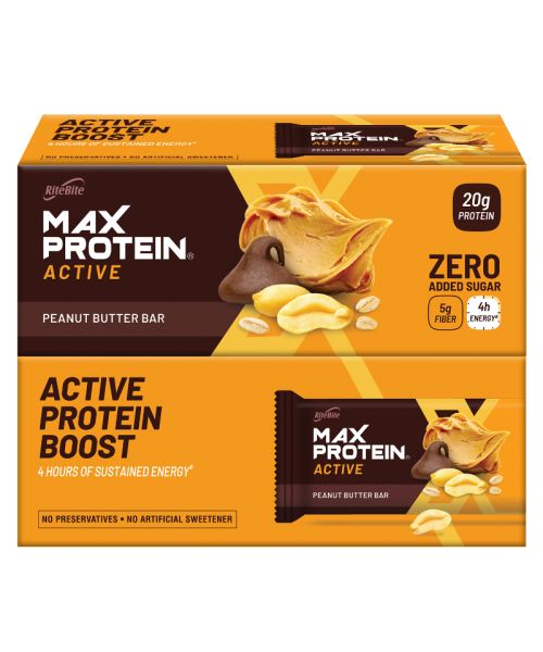 RiteBite Max Protein: Active Peanut Butter Bar [Pack of 12] - 840gm