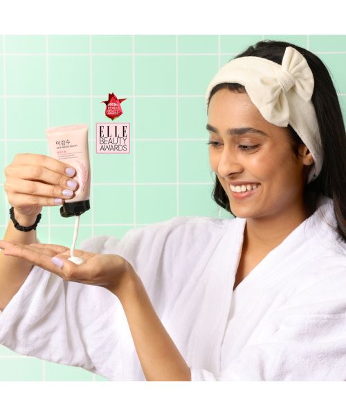 The Face Shop: Rice Water Bright Foaming Cleanser & Bow Velvet Headband Combo