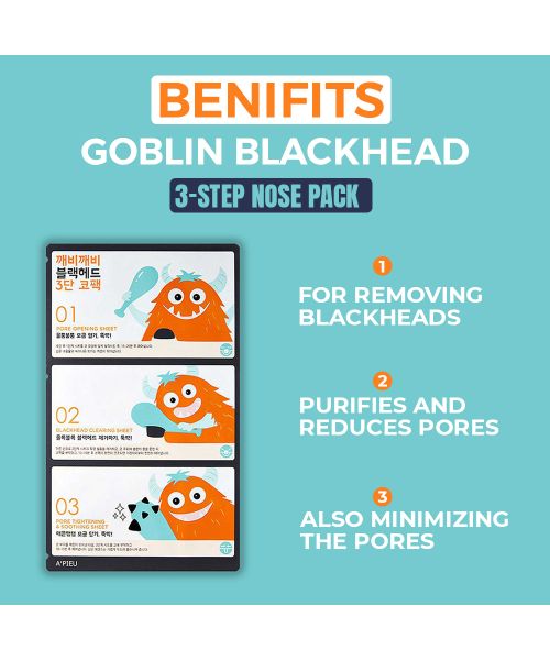 Apieu: Goblin Blackhead 3-Step Nose Pack - 7gm Pack of 3