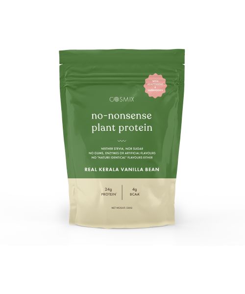 COSMIX: No-nonsense Plant Protein ( Real Kerala Vanilla Bean ) - 500 gm