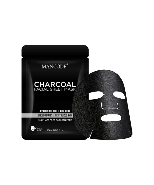 Mancode: Charcoal Face Sheet Mask - Pack of 3 (25ml each)