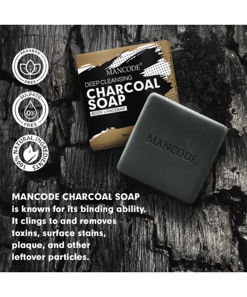 Mancode: Charcoal Deep Cleansing Soap - Pack of 2 (125gm each)
