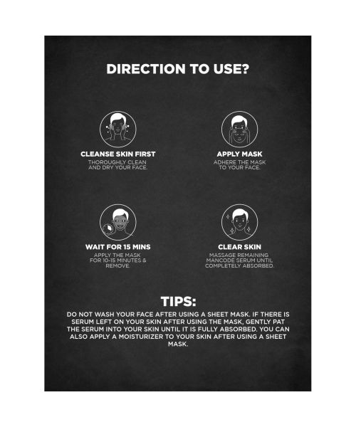Mancode: Charcoal Face Sheet Mask - Pack of 3 (25ml each)