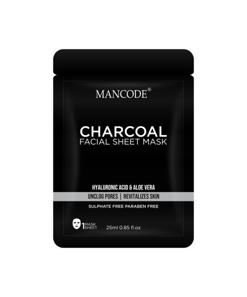 Mancode: Charcoal Face Sheet Mask - Pack of 3 (25ml each)
