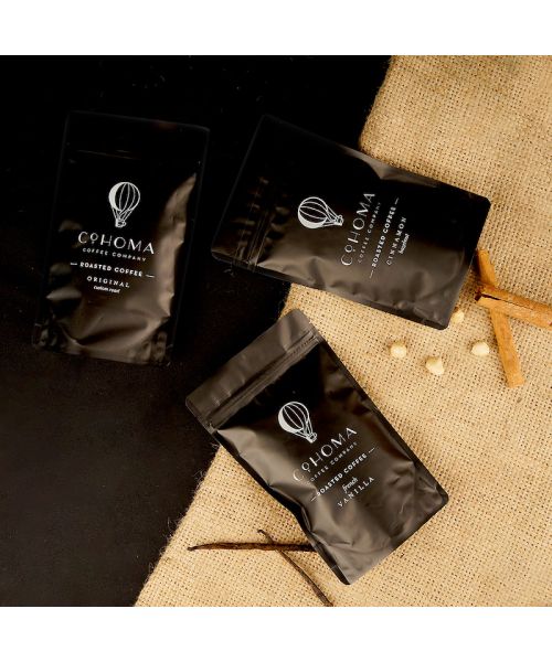 Cohoma Coffee: Variety Sampler Box (Original & Natural Flavoured) - Roasted Coffee (with PureBrew Filter Inside)