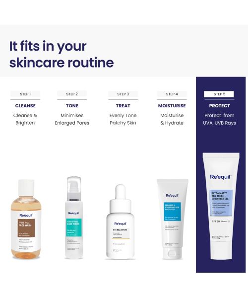 Reequil: Ultra Matte Dry Touch Sunscreen Gel SPF 50 PA++++ - 50gm