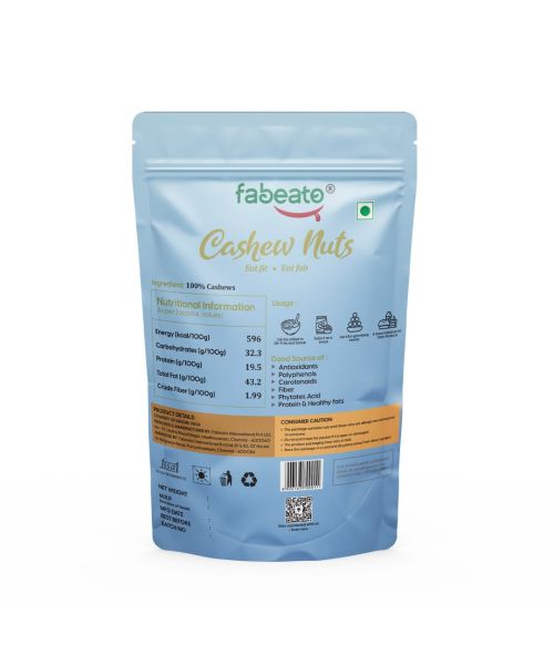 Fabeato: 100% Natural Premium Whole Raw Cashews - 200gm