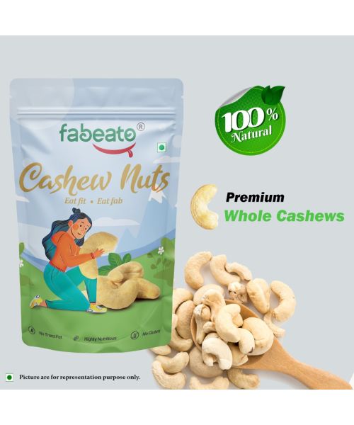 Fabeato: 100% Natural Premium Whole Raw Cashews - 200gm
