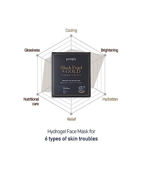 Petitfee: Black Pearl & Gold Hydrogel Sheet Mask - 32gm
