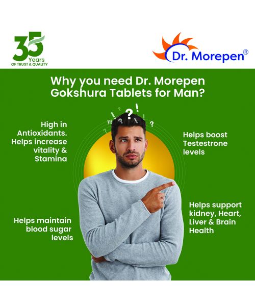 Dr. Morepen: Gokshura Tablets For Men's Wellness - Boost Stamina - 60 Tablets