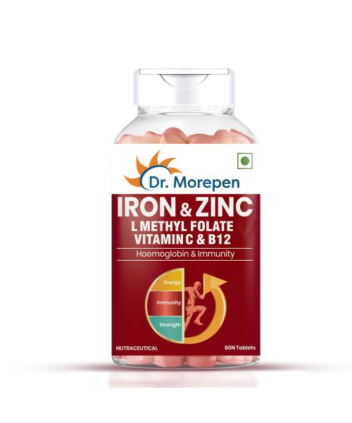 Dr. Morepen: Iron & Zinc Tablets - Immunity & Hemoglobin Booster - 60 Tablets