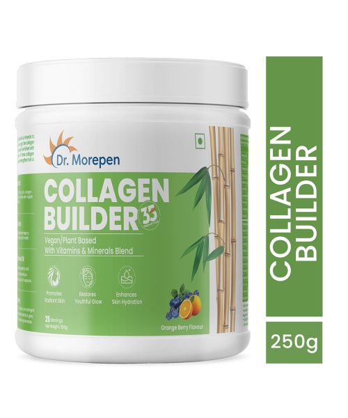 Dr. Morepen: Natural Collagen Builder | Plant Based Collagen Powder | Orange Berry Flavour - 250g