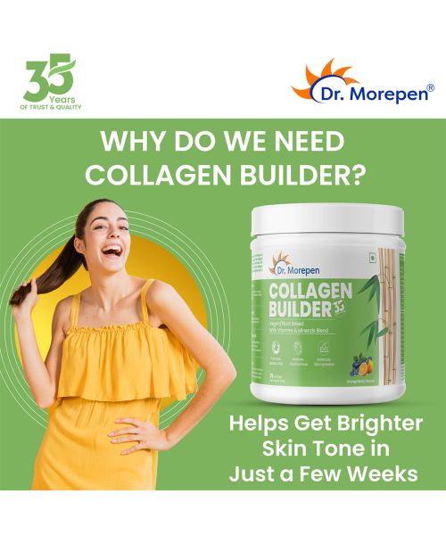 Dr. Morepen: Natural Collagen Builder | Plant Based Collagen Powder | Orange Berry Flavour - 250g
