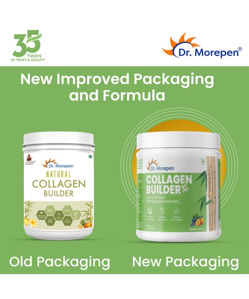 Dr. Morepen: Natural Collagen Builder | Plant Based Collagen Powder | Orange Berry Flavour - 250g