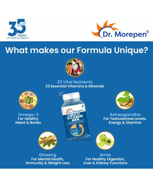 Dr. Morepen: Gokshura and Multivitamins For Men - Improves Men's Performance & Strength - 120 Tablets