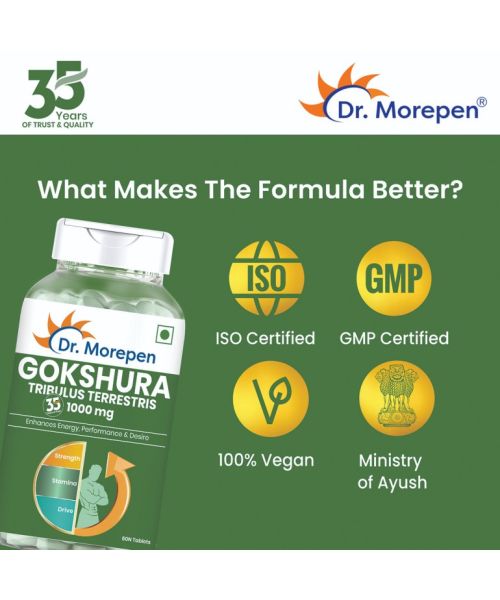 Dr. Morepen: Testo Boost & Gokshura For Men - For Improved Performance - Combo Pack - 60 Capsules each