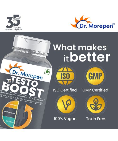 Dr. Morepen: Testo Boost & Gokshura For Men - For Improved Performance - Combo Pack - 60 Capsules each