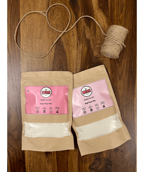BCOS Foods: Jowar & Ragi Flour Mix Combo - 500gm each