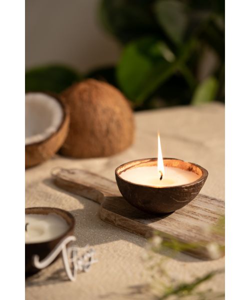Thenga: Coconut Shell Eco-Friendly Candle/Diya - Set of 2