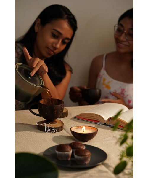 Thenga: Coconut Shell Eco-Friendly Candle/Diya - Set of 2