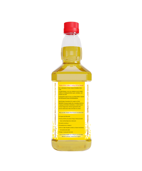 Indic Wisdom: Wood Pressed Groundnut Oil 1 Liter (Cold Pressed Groundnut Oil - Extracted on Wooden Churner)