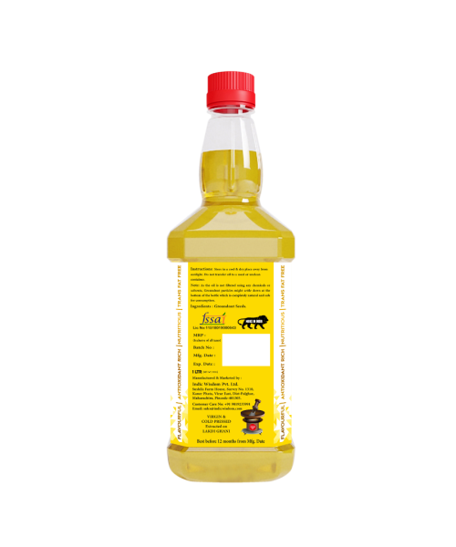 Indic Wisdom: Wood Pressed Groundnut Oil 1 Liter (Cold Pressed Groundnut Oil - Extracted on Wooden Churner)