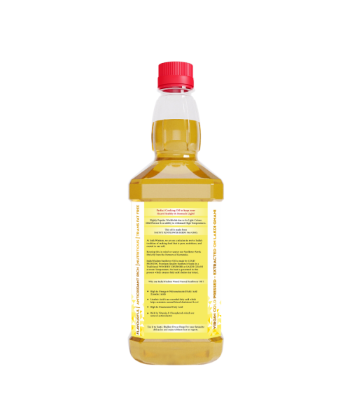 Indic Wisdom: Wood Pressed Sunflower Oil 1 liter (Cold Pressed Sunflower Oil - Extracted on Wooden Churner)