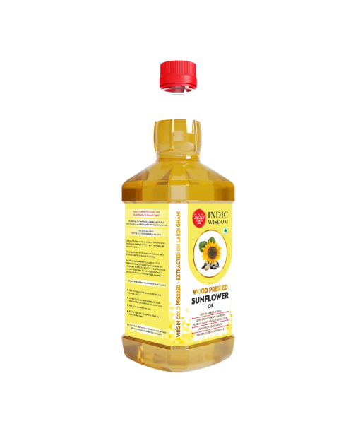 Indic Wisdom: Wood Pressed Sunflower Oil 1 liter (Cold Pressed Sunflower Oil - Extracted on Wooden Churner)