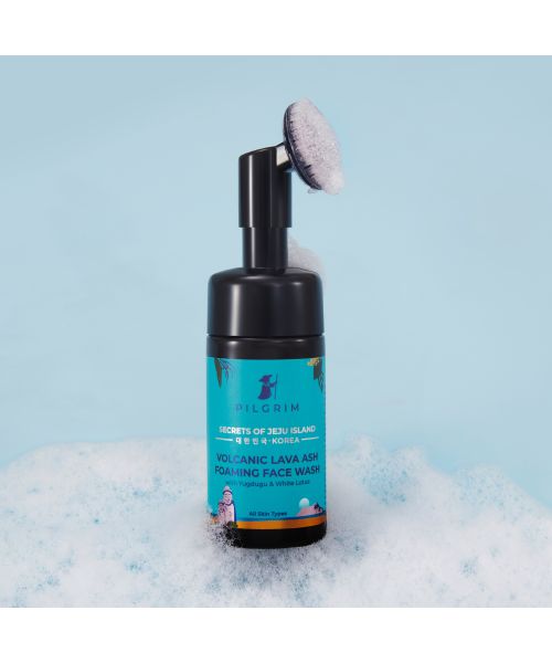 Pilgrim: Volcanic Lava Ash Foaming Face Wash with Built In Brush - 120ml