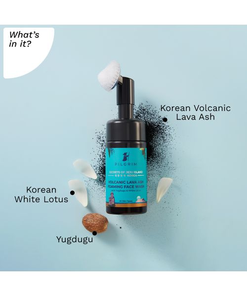 Pilgrim: Volcanic Lava Ash Foaming Face Wash with Built In Brush - 120ml