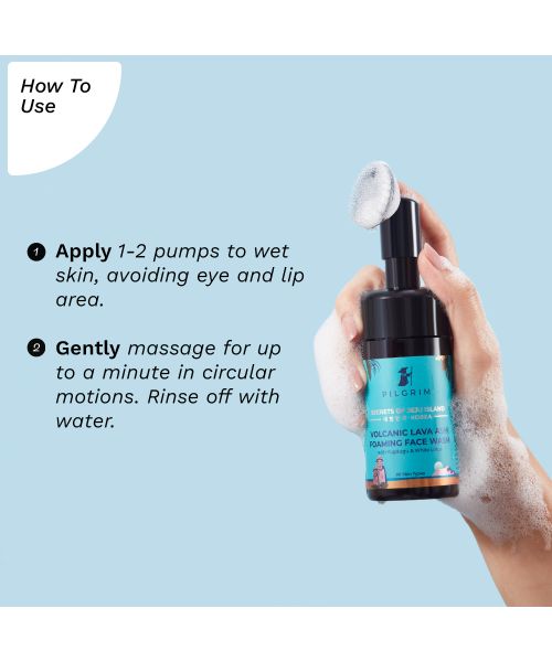 Pilgrim: Volcanic Lava Ash Foaming Face Wash with Built In Brush - 120ml