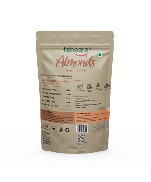Fabeato: Natural Premium California Almonds - 500gm