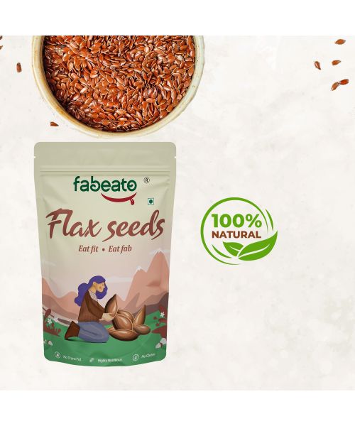 Fabeato: Natural Raw Premium Flax Seeds - Pack of 2 (250gm each)