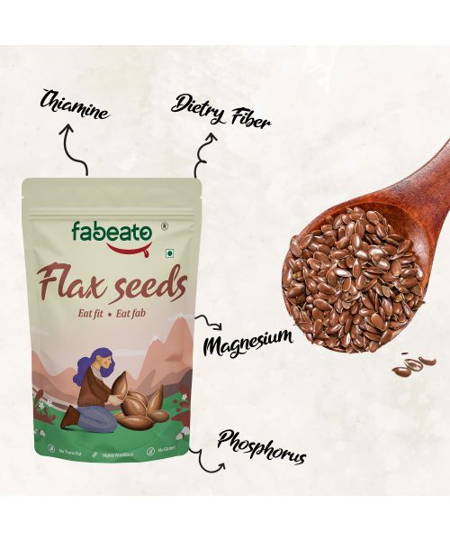 Fabeato: Natural Raw Premium Flax Seeds - Pack of 2 (250gm each)